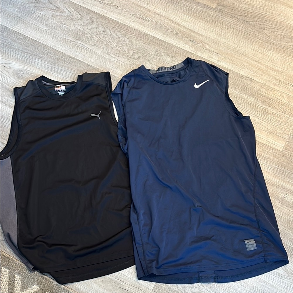 Nike and Puma Sleeveless Athletic Shirts